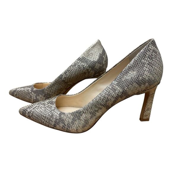 Vince Camuto Metallic Neutral Gray Snakeskin Patterned Pumps Size 8.5 EUC - Picture 1 of 7